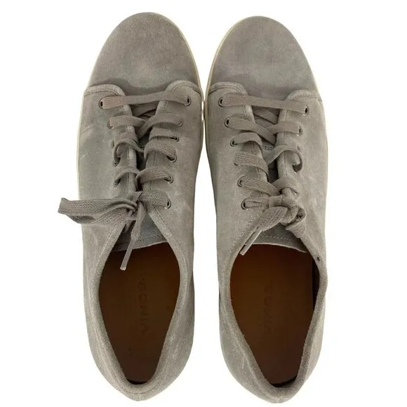 Vince Mens Sneakers Lace Up in Gray Leather Casual SHoes Size 12 EU 46