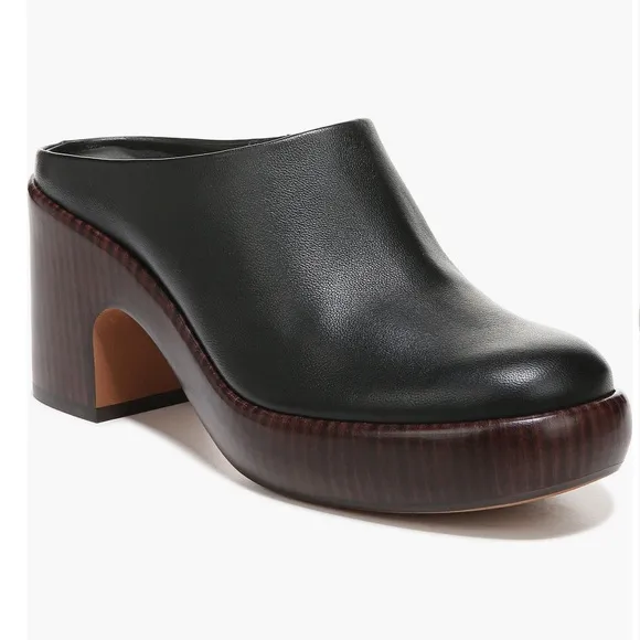 Vince NWT Sz 8.5 Navina Black LeatherMule Elegant Leather Women's Mules