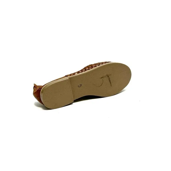Vintage 1970s brown leather woven lace up casual deck shoes