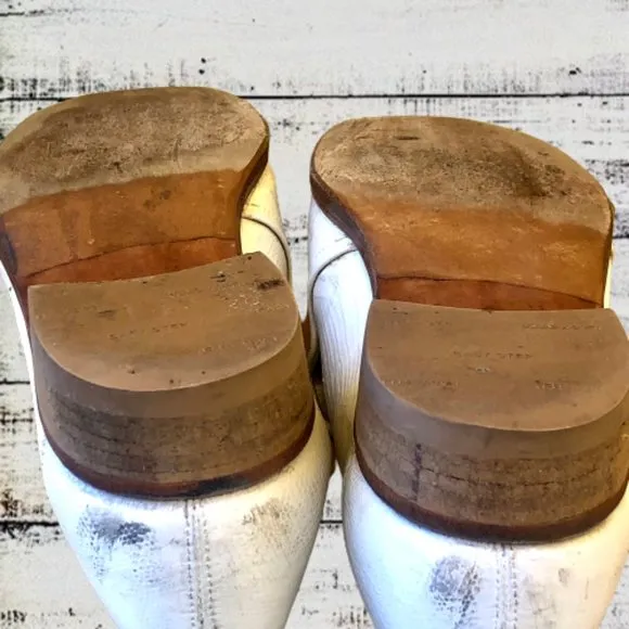 Vintage 80's Mens Dress Loafer White Leather Snake Print Queen French 10.5