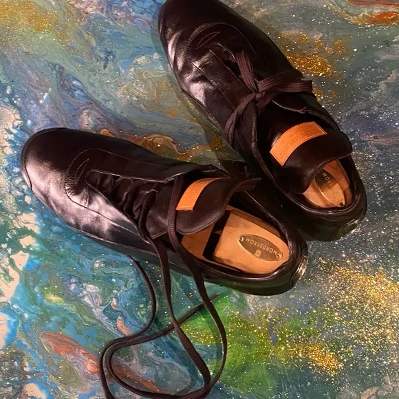 Vintage 90s Louis Vuitton Brown leather lace up trainers Men's Shoes size 9.5