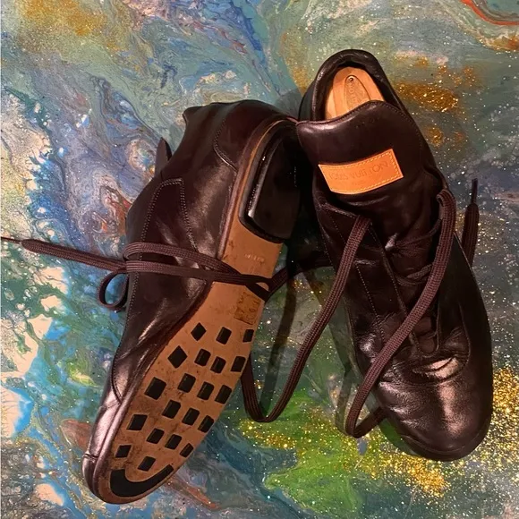 Vintage 90s Louis Vuitton Brown leather lace up trainers Men's Shoes size 9.5