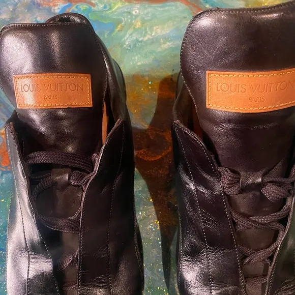 Vintage 90s Louis Vuitton Brown leather lace up trainers Men's Shoes size 9.5