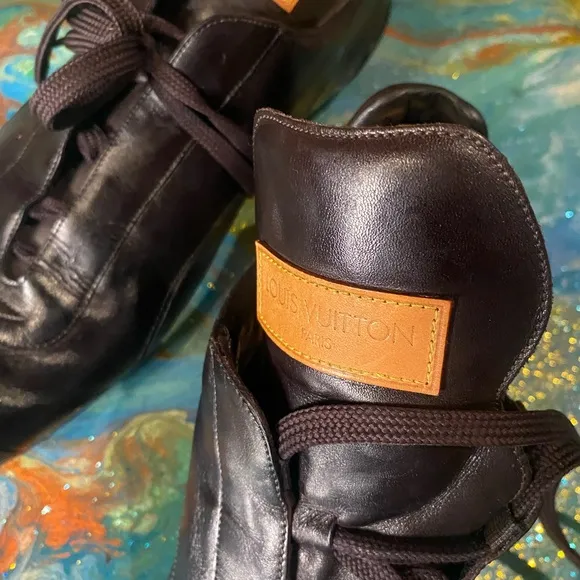 Vintage 90s Louis Vuitton Brown leather lace up trainers Men's Shoes size 9.5