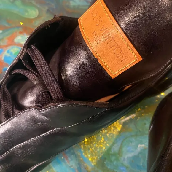 Vintage 90s Louis Vuitton Brown leather lace up trainers Men's Shoes size 9.5
