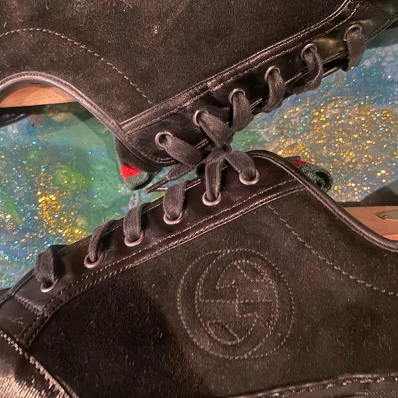 Vintage classic Gucci Black Leather Sneaker SIZE 10 1/2 D