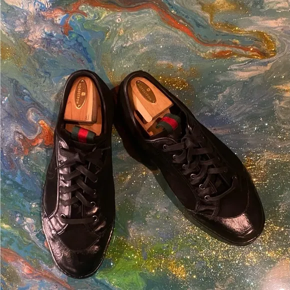 Vintage classic Gucci Black Leather Sneaker SIZE 10 1/2 D