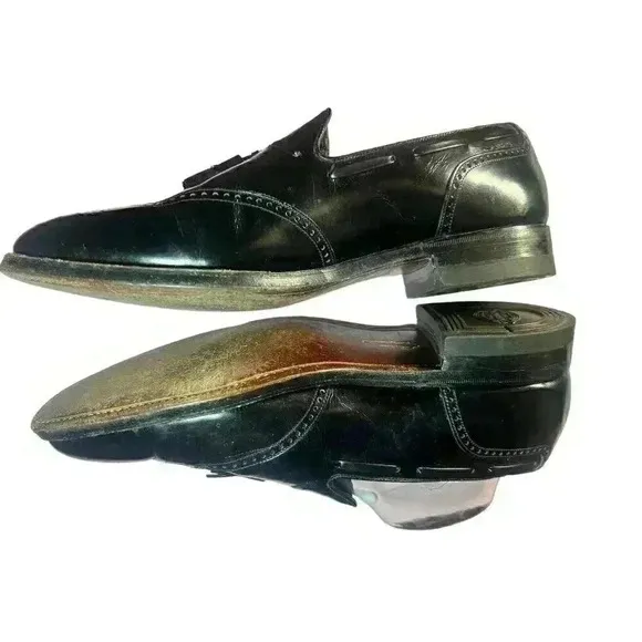 Vintage Florsheim Mens Oxford 9 The Royal Imperial Black Wing Tip Dress Shoes