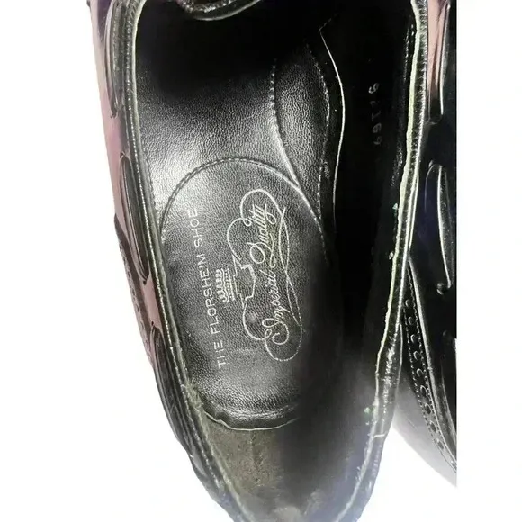 Vintage Florsheim Mens Oxford 9 The Royal Imperial Black Wing Tip Dress Shoes
