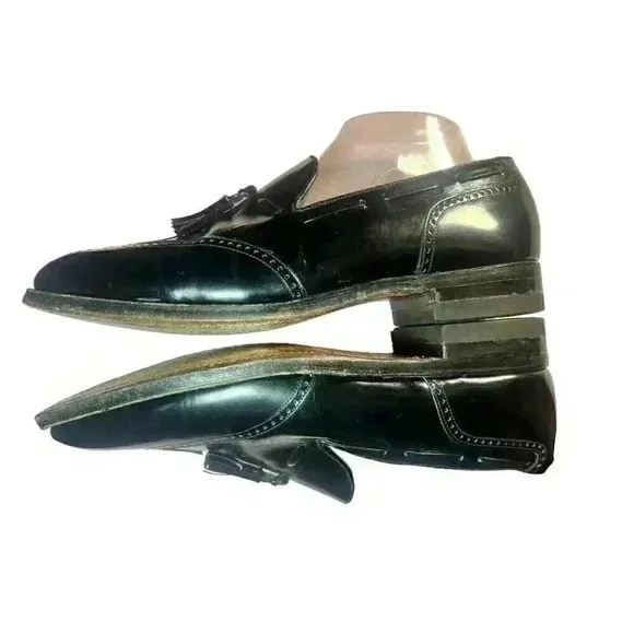 Vintage Florsheim Mens Oxford 9 The Royal Imperial Black Wing Tip Dress Shoes