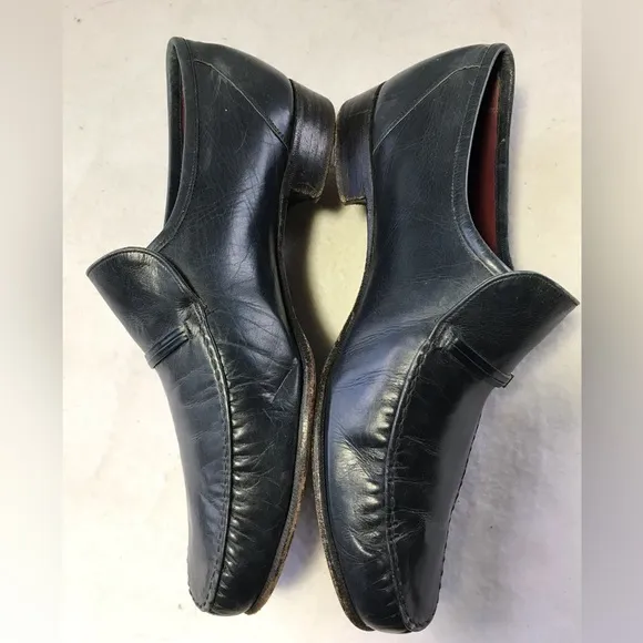 Vintage Florsheim royal imperial 7.5E blue leather slip on loafers shoes mad men