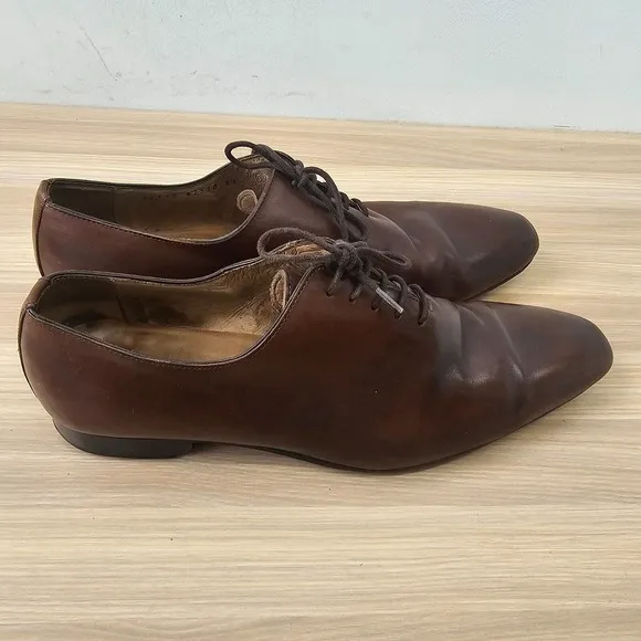 Vintage Oxford Shoes Men 11 Dark Cognac Leather Classy Suit European RUDYS Paris