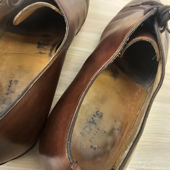 Vintage Oxford Shoes Men 11 Dark Cognac Leather Classy Suit European RUDYS Paris