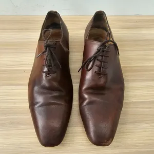 Vintage Oxford Shoes Men 11 Dark Cognac Leather Classy Suit European RUDYS Paris