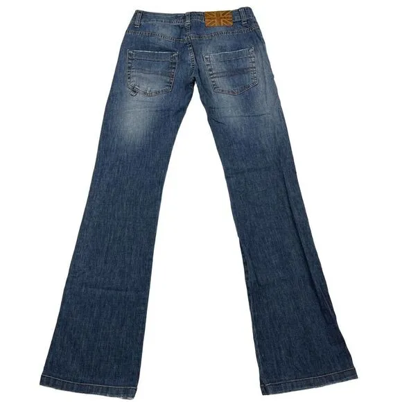 VINTAGE Richmond Women Flare Jeans Blue Washed Denim Pants US 28 Made in Italy
