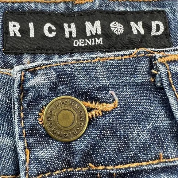 VINTAGE Richmond Women Flare Jeans Blue Washed Denim Pants US 28 Made in Italy