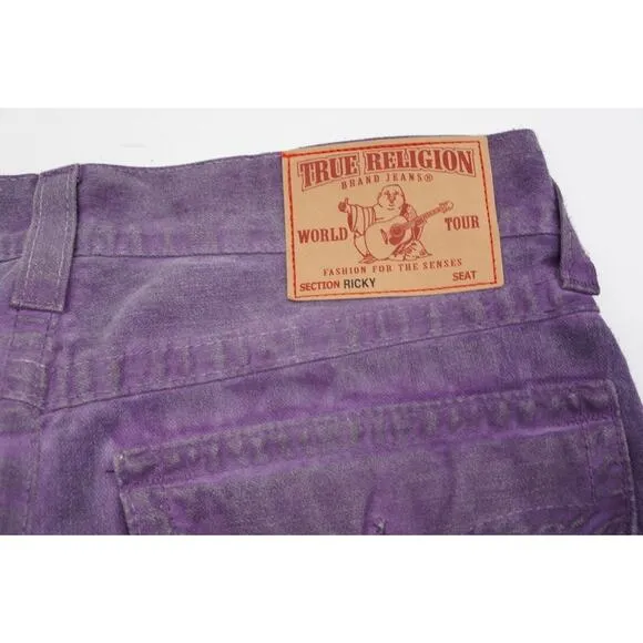 Vintage True Religion Ricky Straight Leg Purple Dyed USA Made Jeans Men’s 33x31