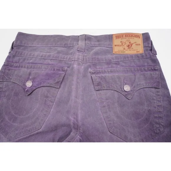 Vintage True Religion Ricky Straight Leg Purple Dyed USA Made Jeans Men’s 33x31