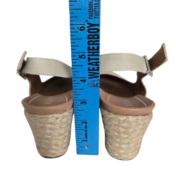 Vionic 9.5 Coralina Oatmeal Slingback Espadrille Supportive Raffia Wedge Shoes