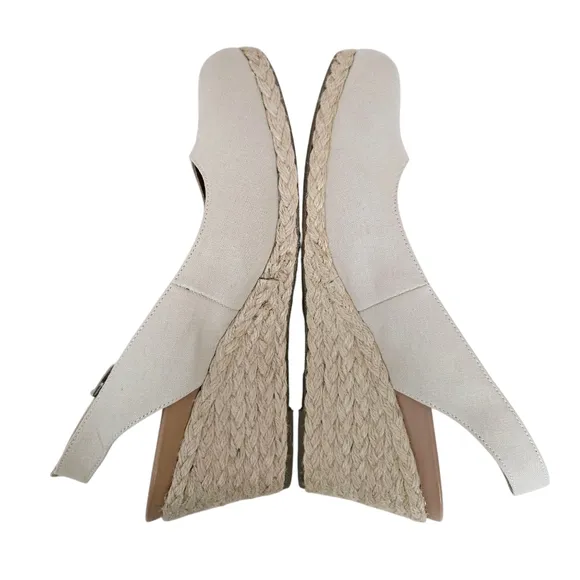 Vionic 9.5 Coralina Oatmeal Slingback Espadrille Supportive Raffia Wedge Shoes