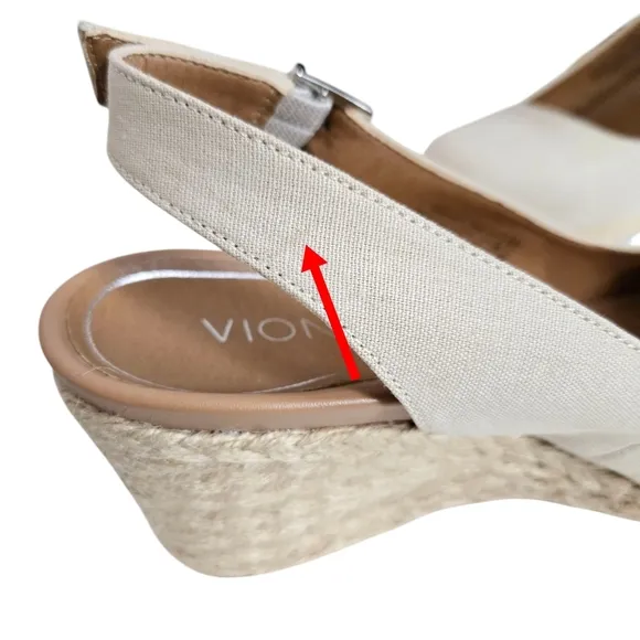 Vionic 9.5 Coralina Oatmeal Slingback Espadrille Supportive Raffia Wedge Shoes