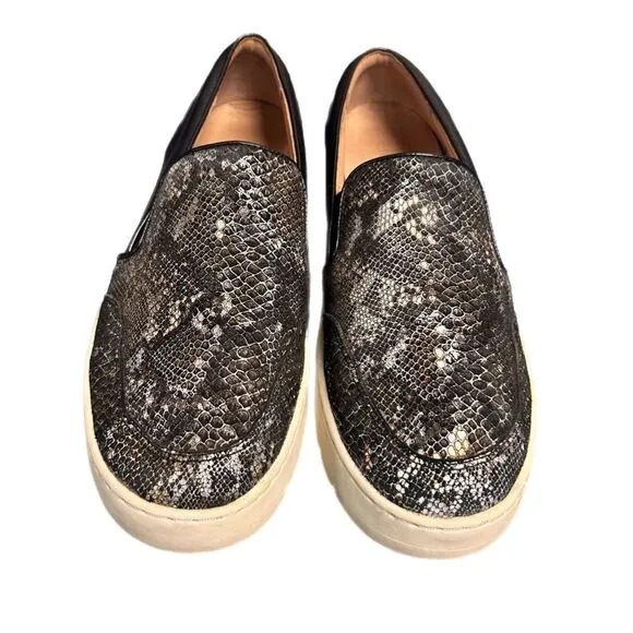 Vionic Women’s Dinora Boa Black Leather Platform Loafers Size 9