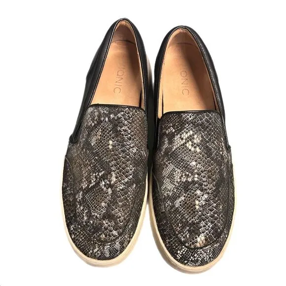 Vionic Women’s Dinora Boa Black Leather Platform Loafers Size 9