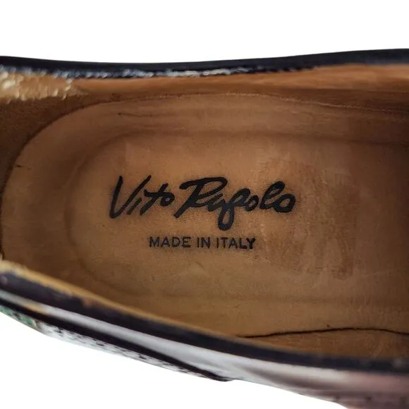 Vito Rufolo Dress Shoes sz 9.5 M Men Oxford Derby Cap Toe Black Leather Italy