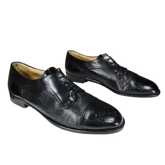 Vito Rufolo Dress Shoes sz 9.5 M Men Oxford Derby Cap Toe Black Leather Italy