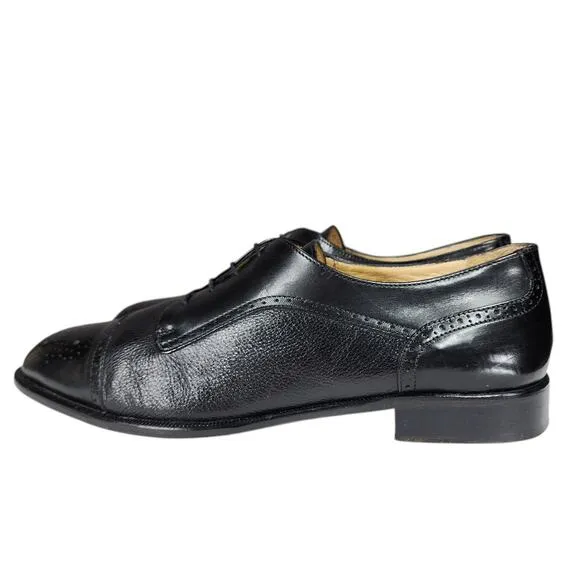 Vito Rufolo Dress Shoes sz 9.5 M Men Oxford Derby Cap Toe Black Leather Italy