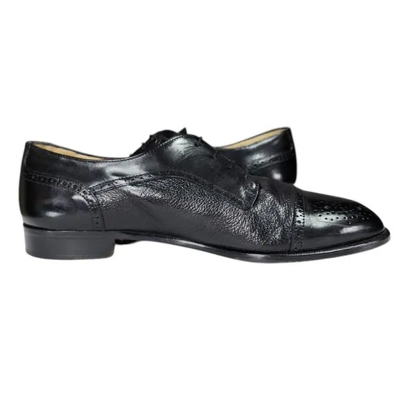 Vito Rufolo Dress Shoes sz 9.5 M Men Oxford Derby Cap Toe Black Leather Italy