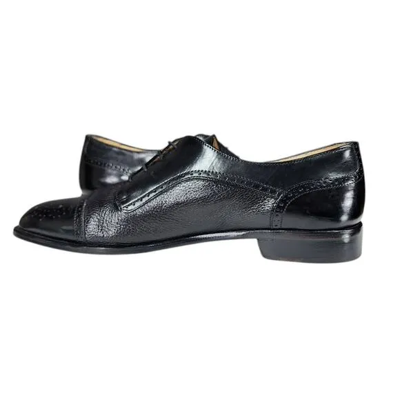 Vito Rufolo Dress Shoes sz 9.5 M Men Oxford Derby Cap Toe Black Leather Italy