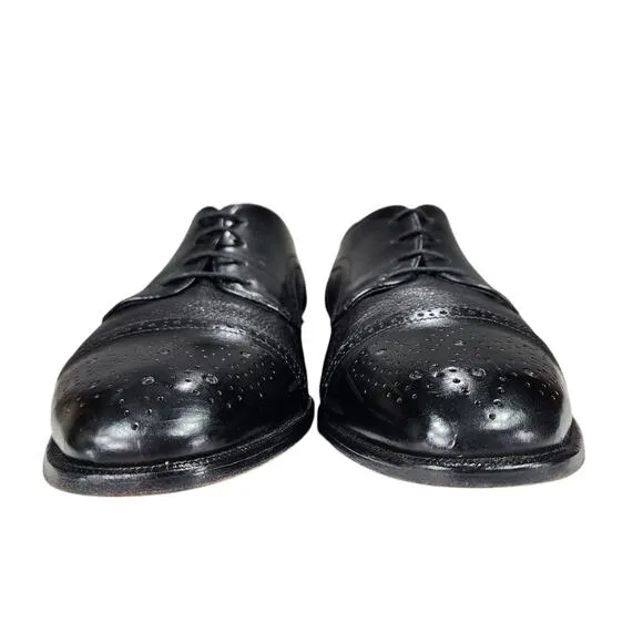 Vito Rufolo Dress Shoes sz 9.5 M Men Oxford Derby Cap Toe Black Leather Italy