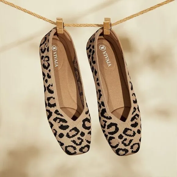 VIVAIA‎ Leopard Ballet Flats Comfortable Slip-On Shoes Casual EU/39.5 US/8.5