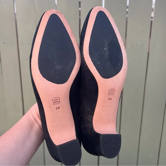 Váneli Astyr Women Black Pointed Block Heel Pump Shoes