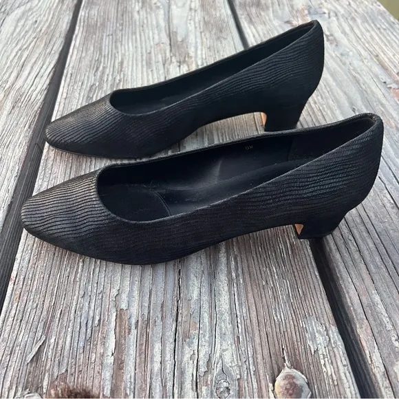 Váneli Astyr Women Black Pointed Block Heel Pump Shoes