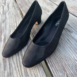 Váneli Astyr Women Black Pointed Block Heel Pump Shoes