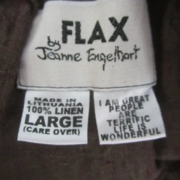 Vtg Flax Jeanne Engelhart Womens L Heather Brown Purple 100% Linen Maxi Skirt