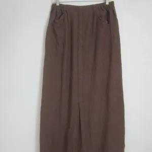 Vtg Flax Jeanne Engelhart Womens L Heather Brown Purple 100% Linen Maxi Skirt