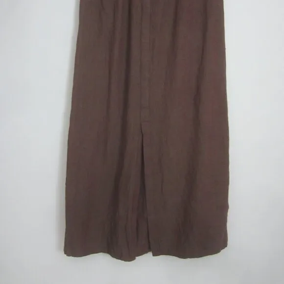 Vtg Flax Jeanne Engelhart Womens L Heather Brown Purple 100% Linen Maxi Skirt
