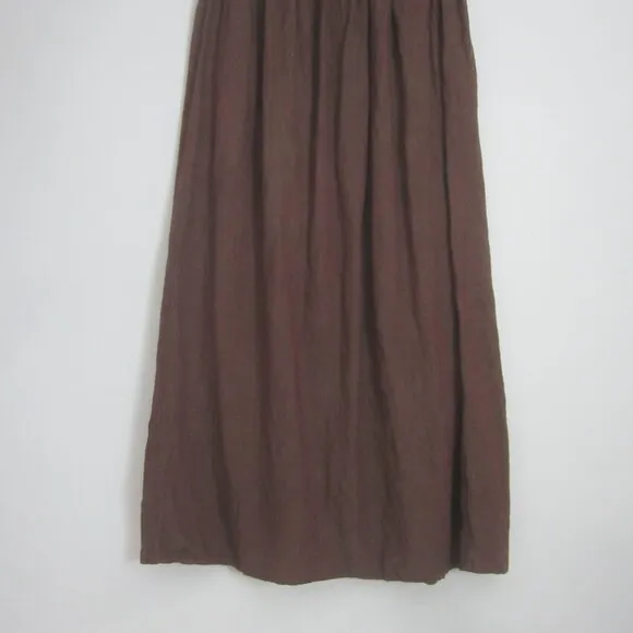 Vtg Flax Jeanne Engelhart Womens L Heather Brown Purple 100% Linen Maxi Skirt