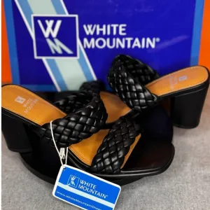 White Mountain BY FAR HEELED SANDAL Black Braided Mule Size 6.5