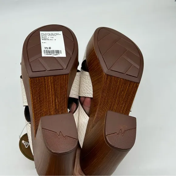WHITE MOUNTAIN women’s Alive Platform wooden block Slide Sandal in white size 7