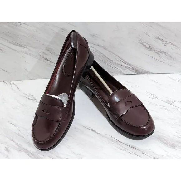 White Mountain Womens Burgundy Slip On Leather Loafer Size 8.5 New In Box