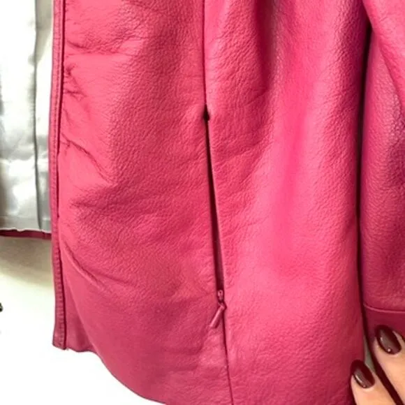Wilsons Leather Maxima Genuine Leather Jacket Berry Red Moto Style M