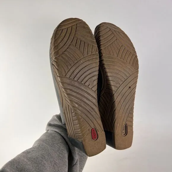 Wolky fogo lace up women's size 9.5 grey leather minimalist wedge sandals
