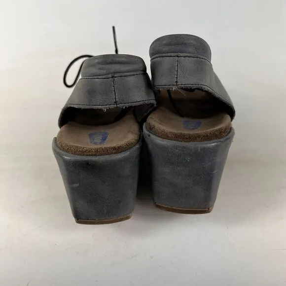 Wolky fogo lace up women's size 9.5 grey leather minimalist wedge sandals
