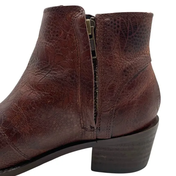 Wolverine Womens Shoes Leather Ankle Boots Sz 5.5 Brown Booties Zip Heeled