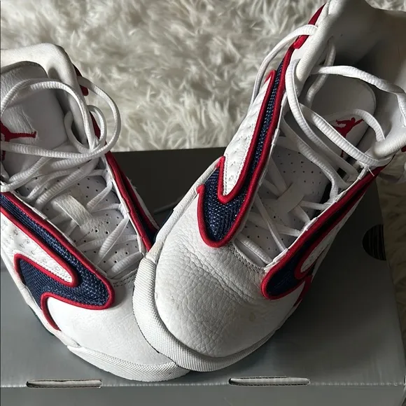 Woman’s OG Jordans White and Red Athletic Shoes