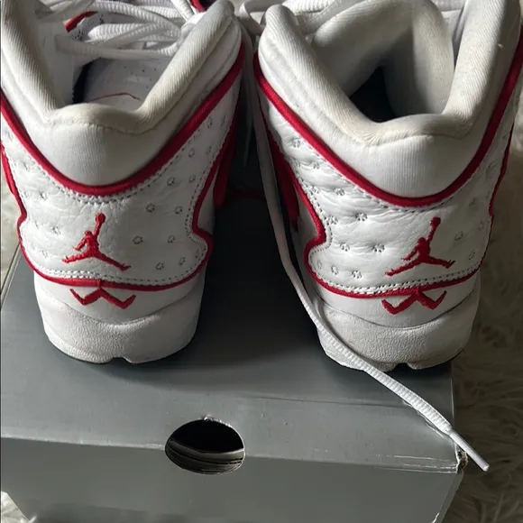 Woman’s OG Jordans White and Red Athletic Shoes
